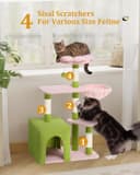 41.2-inch light pink flower cat tree tower with 2-door large cat condo, floral cotton perch, hammock, 4 sisal scratching posts, and staggered platforms