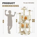 Aidoly 54-inch multi-level cat tree with twin condos, three top perches, sisal scratching posts, climbing ladder, ramp, and dangling bell toy balls