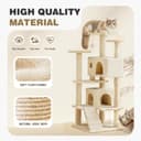 Aidoly 54-inch multi-level cat tree with twin condos, three top perches, sisal scratching posts, climbing ladder, ramp, and dangling bell toy balls