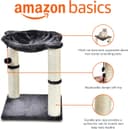 Amazon Basics 19.7-inch gray cat condo tower with plush hammock, two jute scratching posts, secure base and replaceable dangling ball toy for indoor cats