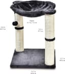 Amazon Basics 19.7-inch gray cat condo tower with plush hammock, two jute scratching posts, secure base and replaceable dangling ball toy for indoor cats