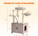 Amazon Basics beige cat tree with double-door litter box enclosure, large top perch, hammock, sisal scratching posts and removable sisal pads