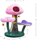 Catry Wonderland 31-inch mushroom cat tree in green with mushroom condo, butterfly perch, flower perch, bee toys, sisal scratching pad and garden aesthetic