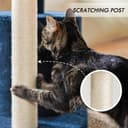 ClevaHome 33.5-inch deep denim blue cat tree with condo, two plush perches, sisal scratching posts and detachable pompom toy for indoor cats