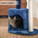 ClevaHome 33.5-inch deep denim blue cat tree with condo, two plush perches, sisal scratching posts and detachable pompom toy for indoor cats