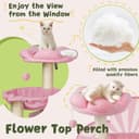 39-inch Fantasreen flower cat tree in green and pink with condo, basket, scratching posts, and a floral top perch.