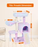 FISH&NAP Cute Cat Tree with condo, rooftop bed, basket, scratching posts, and hanging play ball