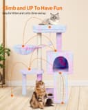 FISH&NAP Cute Cat Tree with condo, rooftop bed, basket, scratching posts, and hanging play ball