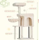 Hey-Brother multi-level cat tree tower featuring a two-door cat condo, top perch bed, tall tower bed, sisal scratching posts, and a hanging hammock for cats