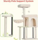 Hey-Brother multi-level cat tree tower featuring a two-door cat condo, top perch bed, tall tower bed, sisal scratching posts, and a hanging hammock for cats