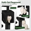 Meecal 43.5-inch black gothic cat tree with cloud-shaped bed, multi-level cat condos, cozy hammock, sisal scratching posts, anti-tip kit and dangling toy for kittens and small cats
