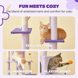 MWPO 63.8-inch flower cat tree tower with two flower-shaped perches, cat condo, hammock, sisal scratching posts and dangling toys