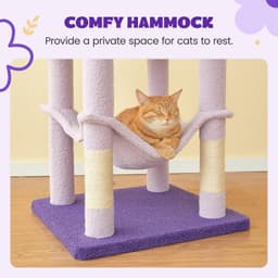 MWPO 63.8-inch flower cat tree tower with two flower-shaped perches, cat condo, hammock, sisal scratching posts and dangling toys