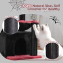Pawfessor 32-inch black gothic cat tree with large 15.7-inch metal frame hammock, wide condo, self groomer, two sisal scratching posts, removable perch and hanging bell toys
