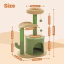 PAWZ Road 32-inch cactus cat tree with green cactus scratch post, sand-colored base, condo, and curved top perch