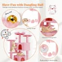 Sweetcrispy 54-inch pink cat tree tower with twin condos, three climbing platforms, sisal scratching posts, climbing ramp, and dangling bell toy balls