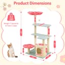 Tangkula 49-inch beige flower cat tree with flower-shaped top perch, cat condo, three sisal scratching posts, five levels, three platforms and dangling ball toy