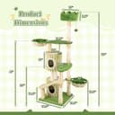 Tangkula 63-inch green leaf cat tree tower with two petal condos, plush top perch, two basket beds, slide platform, sisal scratching posts and dangling bell balls
