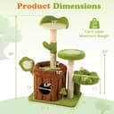 Tangkula 36-inch green forest cat tree with trunk condo, flower perch, ear-shaped top perch, cactus columns, sisal scratching post and board, spring toy, pompom and plush platforms