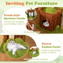 Tangkula 36-inch green forest cat tree with trunk condo, flower perch, ear-shaped top perch, cactus columns, sisal scratching post and board, spring toy, pompom and plush platforms