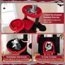 Tangkula 62-inch black gothic cat tree with devil ear perches, bat-shaped platform, spider toys, two condos, basket bed, sisal scratching posts, ramp and red cushioning