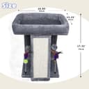 TWDEPART 17.7-inch grey compact cat tree tower with sisal scratching board, spring balls, hanging toy balls, and cozy top platform for indoor cats