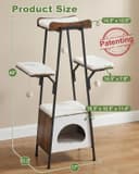 VERSASKY 46-Inch Modern Cat Tree Tower with large perch, cat condo, toy balls, removable cushion pads, and engineered wood base in white