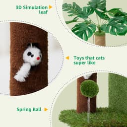 WOOCHPET 37-inch green jungle cat tree with top condo, large hammock, sisal scratching posts, mouse hole, spring ball toy, sisal ball, and green leaf elements