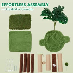 WOOCHPET 37-inch green jungle cat tree with top condo, large hammock, sisal scratching posts, mouse hole, spring ball toy, sisal ball, and green leaf elements