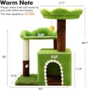 29-inch WOOCHPET flower cat tree in green with cat condo, floral top perch, sisal scratching post, faux grass details and plush pom-pom toy