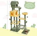 Yaheetech 68.5-inch green oasis cactus cat tree with two large condos, two acrylic clear bowl beds, mushroom perch, flower perch, scratching posts and dangling toy balls