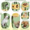 Yaheetech 68.5-inch green oasis cactus cat tree with two large condos, two acrylic clear bowl beds, mushroom perch, flower perch, scratching posts and dangling toy balls