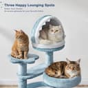 Yaheetech 45.5-inch ocean-themed cat tree in blue and white featuring a shark mouth nest, sea star perch, jellyfish hammock, and round reinforced base