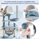 Yaheetech 45.5-inch ocean-themed cat tree in blue and white featuring a shark mouth nest, sea star perch, jellyfish hammock, and round reinforced base