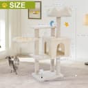 Yungaspy 40-inch white cat tree with cloud-shaped top perch, metal frame hammock, cat condo, sisal scratching post, 5 levels and toy balls