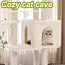 Yungaspy 40-inch white cat tree with cloud-shaped top perch, metal frame hammock, cat condo, sisal scratching post, 5 levels and toy balls