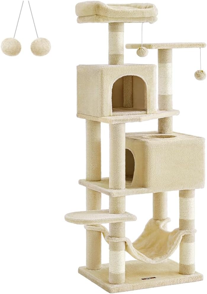 Feandrea 61-Inch Cat Tree – Multi-Level Cat Tower with Condos, Perches ...